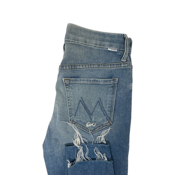 Mother High Waisted Looker Ankle Fray Jeans Size 26 In Thrilling Shots Wash Blue - Picture 7 of 14